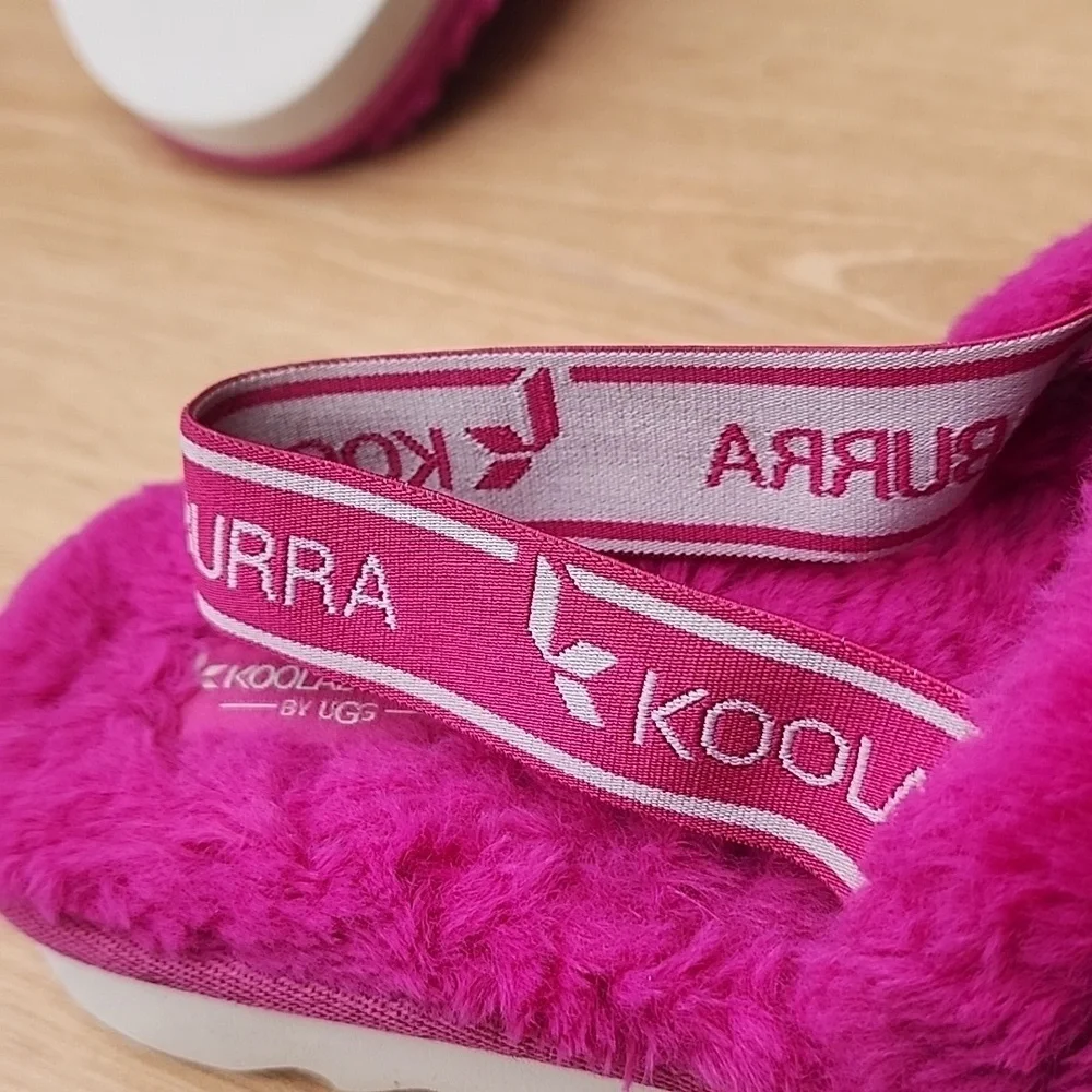 Koolaburra by UGG Kid's Backstrap Slide Sandals Fuzz'n Raspberry Rose Size US 4